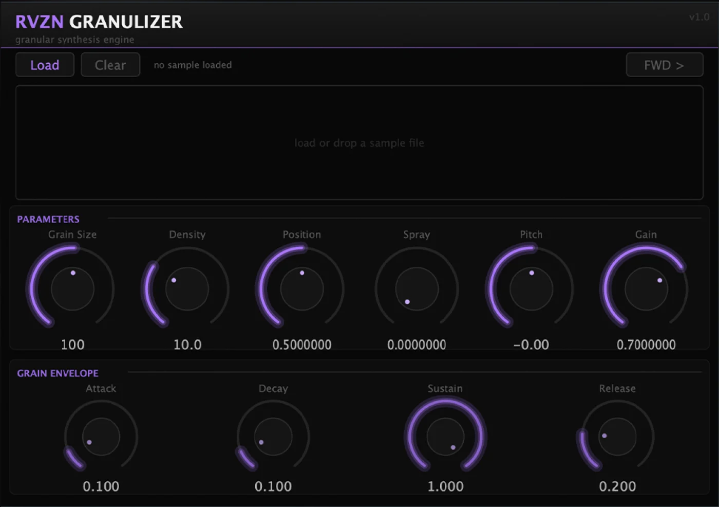 RVZN GRANULIZER plugin interface